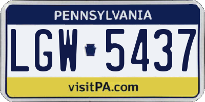 PA license plate LGW5437