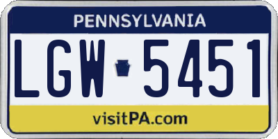 PA license plate LGW5451