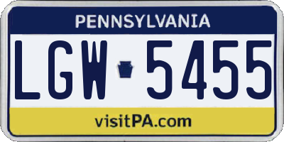 PA license plate LGW5455