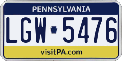 PA license plate LGW5476