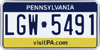 PA license plate LGW5491