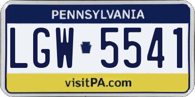 PA license plate LGW5541