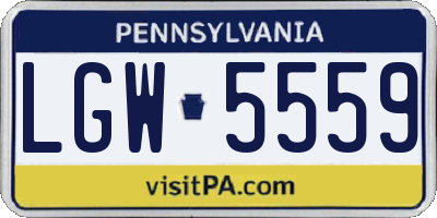 PA license plate LGW5559