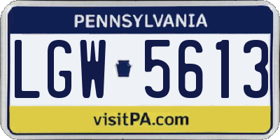 PA license plate LGW5613