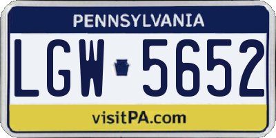 PA license plate LGW5652