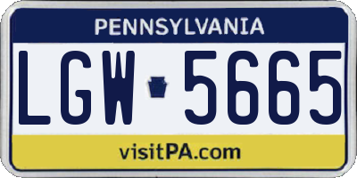 PA license plate LGW5665