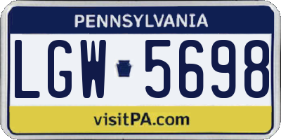 PA license plate LGW5698