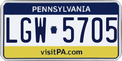 PA license plate LGW5705