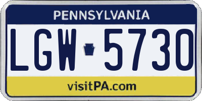 PA license plate LGW5730