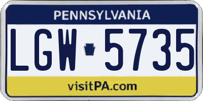 PA license plate LGW5735