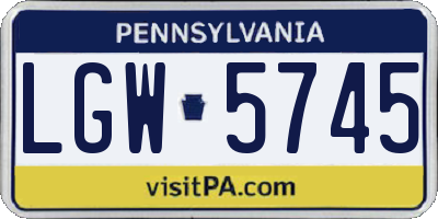 PA license plate LGW5745