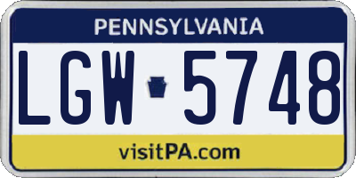 PA license plate LGW5748