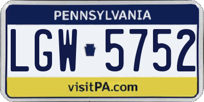 PA license plate LGW5752