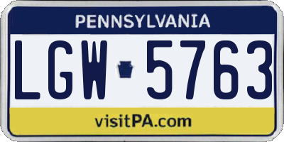 PA license plate LGW5763