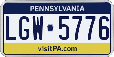 PA license plate LGW5776