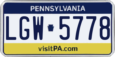 PA license plate LGW5778