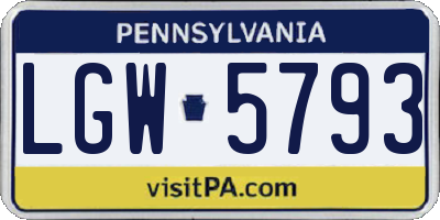PA license plate LGW5793