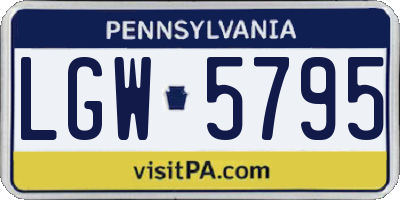 PA license plate LGW5795