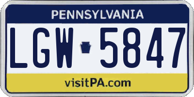PA license plate LGW5847