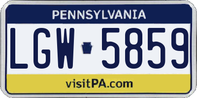 PA license plate LGW5859