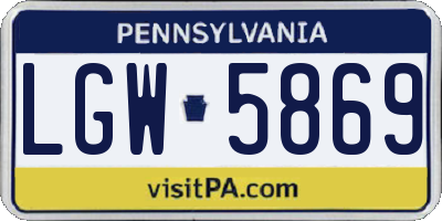 PA license plate LGW5869