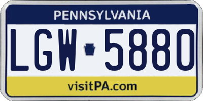 PA license plate LGW5880