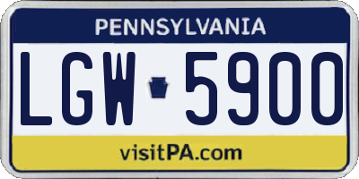 PA license plate LGW5900