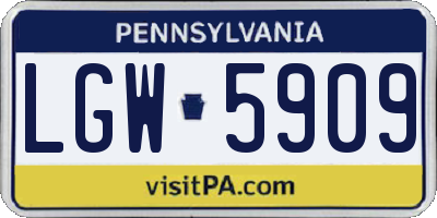 PA license plate LGW5909