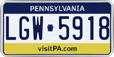 PA license plate LGW5918