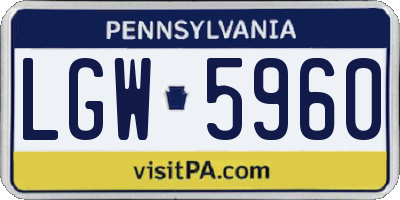 PA license plate LGW5960