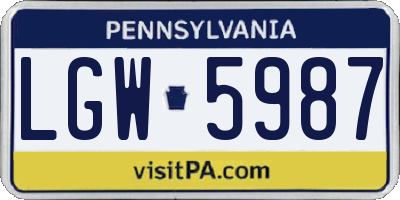 PA license plate LGW5987