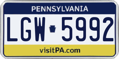 PA license plate LGW5992