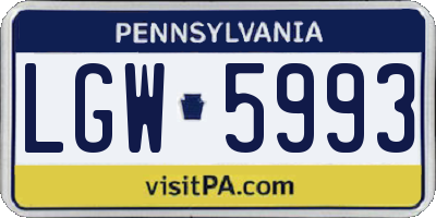PA license plate LGW5993