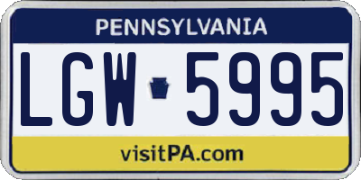 PA license plate LGW5995