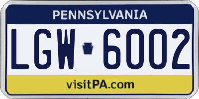 PA license plate LGW6002