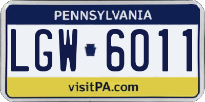 PA license plate LGW6011