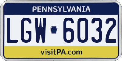 PA license plate LGW6032