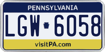 PA license plate LGW6058