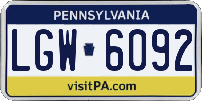 PA license plate LGW6092