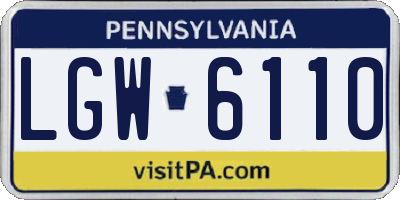 PA license plate LGW6110