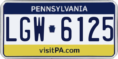 PA license plate LGW6125