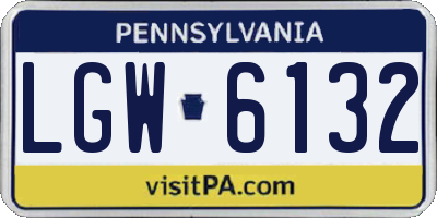 PA license plate LGW6132