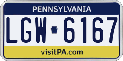 PA license plate LGW6167