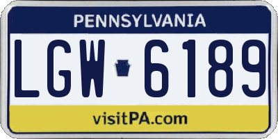 PA license plate LGW6189