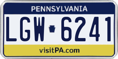 PA license plate LGW6241