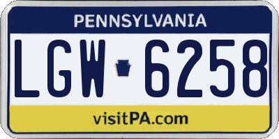 PA license plate LGW6258