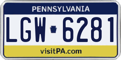 PA license plate LGW6281