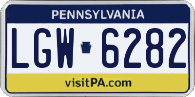 PA license plate LGW6282