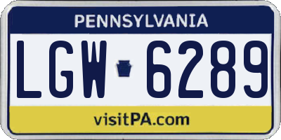 PA license plate LGW6289