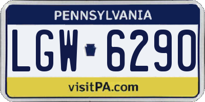 PA license plate LGW6290
